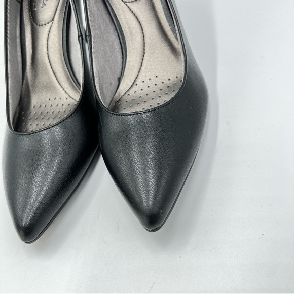 7N 7 N NARROW LifeStride Womens Sevyn Black Faux Leather Point Toe Pumps Heels - Picture 6 of 15